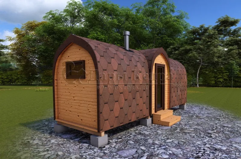 Баня «Викинг» из кедра 6х2,2 метра с боковым входом