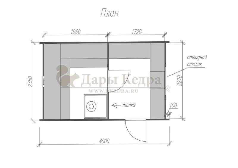 Баня «Парус» из кедра 4х2,2 метра