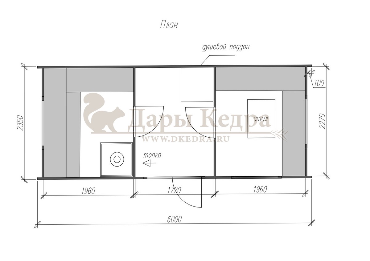 Баня «Парус» из кедра 6х2,2 м