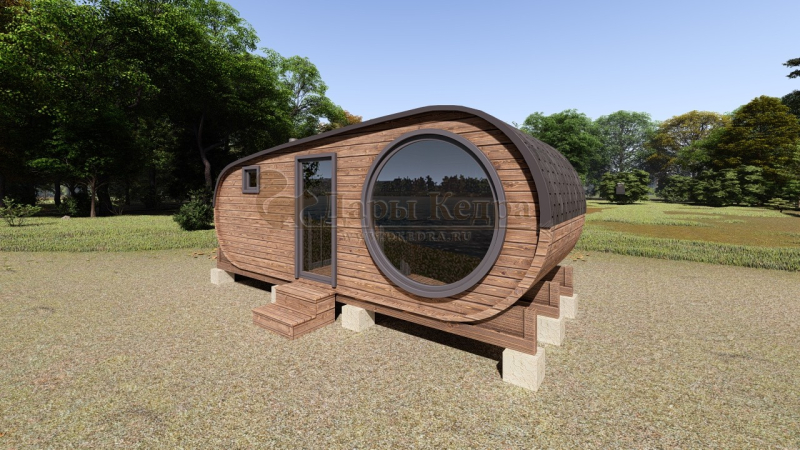 Баня-бочка «Танк» из кедра 6х2,2 метра