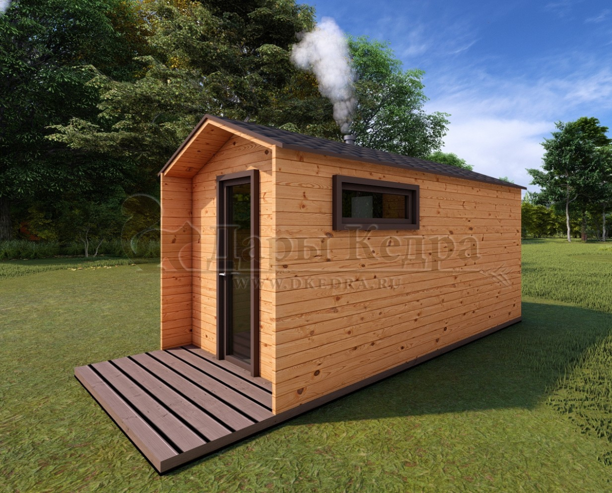 Каркасная баня Барн из кедра 4х2,3 м